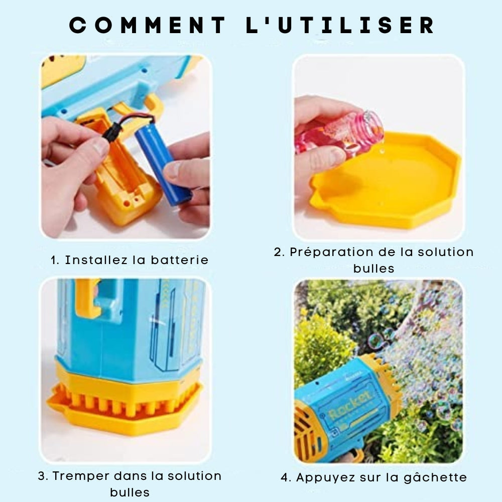 Bubbly Rocket™ - Pistolet à bulles